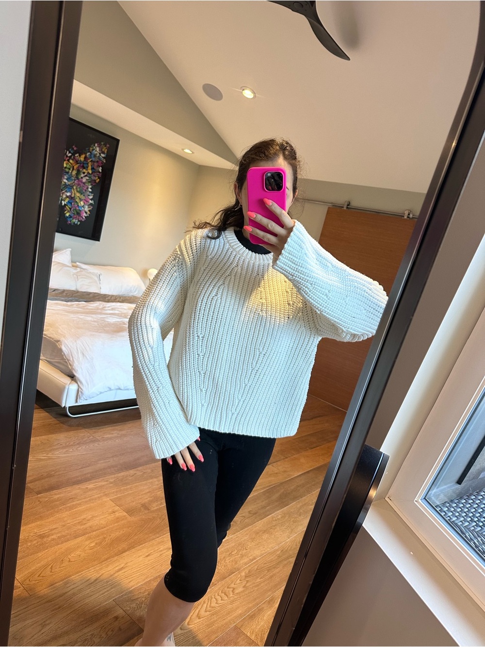 Vince white Cable Crewneck Sweater
